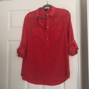 Ann Taylor Hot Pink Silk Camp Shirt